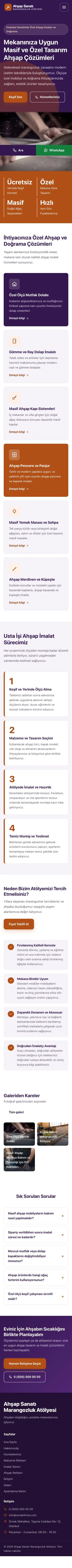 Blok Mor Turuncu – Marangoz ve Doğrama Web Sitesi mobil görünümü