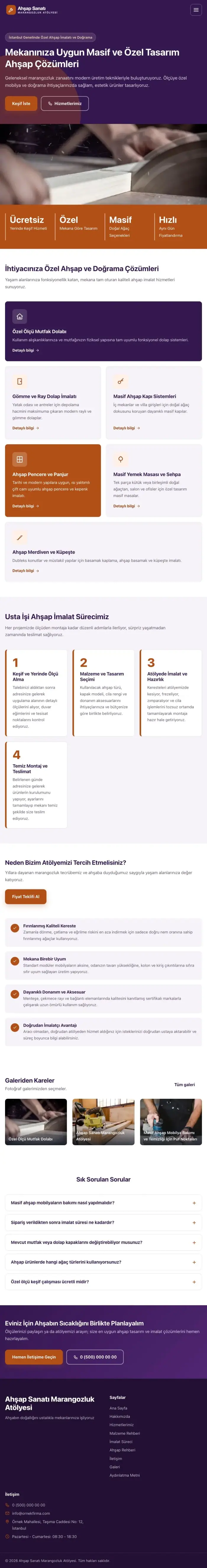 Blok Mor Turuncu – Marangoz ve Doğrama Web Sitesi tablet görünümü