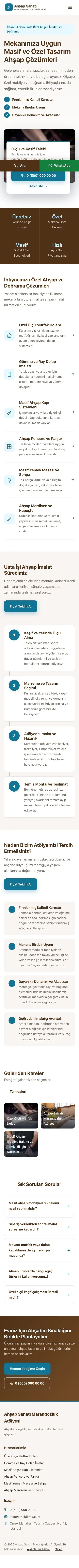Bölünmüş Kahve Turkuaz – Marangoz ve Doğrama Web Sitesi mobil görünümü