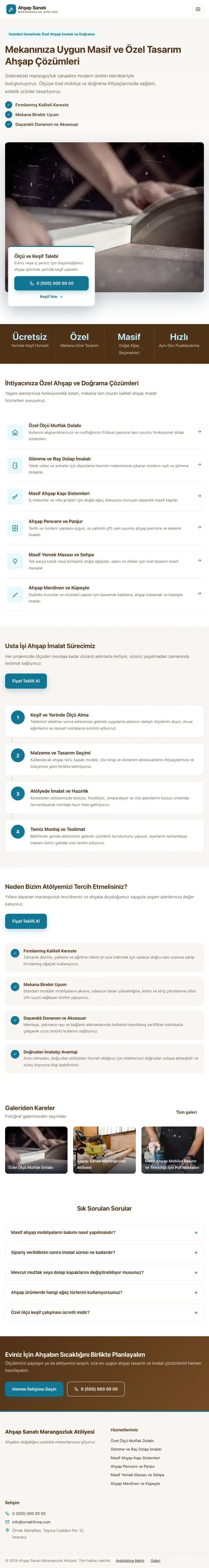 Bölünmüş Kahve Turkuaz – Marangoz ve Doğrama Web Sitesi tablet görünümü
