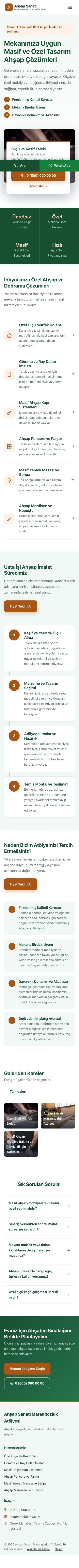 Bölünmüş Yeşil Turuncu – Marangoz ve Doğrama Web Sitesi mobil görünümü