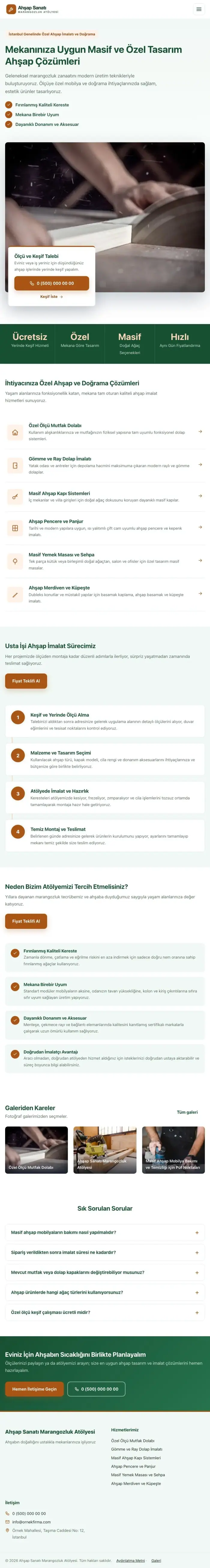 Bölünmüş Yeşil Turuncu – Marangoz ve Doğrama Web Sitesi tablet görünümü