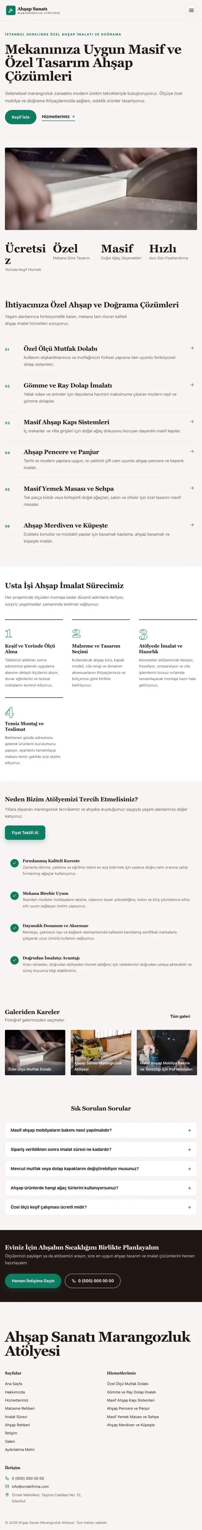 Editoryal Bordo Turkuaz – Marangoz ve Doğrama Web Sitesi tablet görünümü