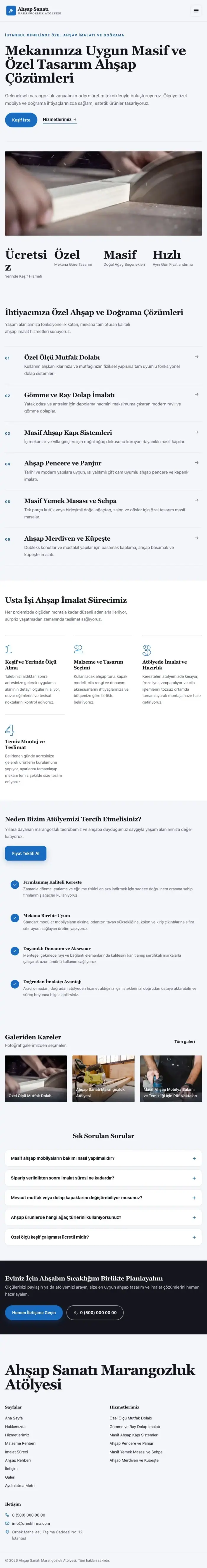 Editoryal Lacivert Mavi – Marangoz ve Doğrama Web Sitesi tablet görünümü