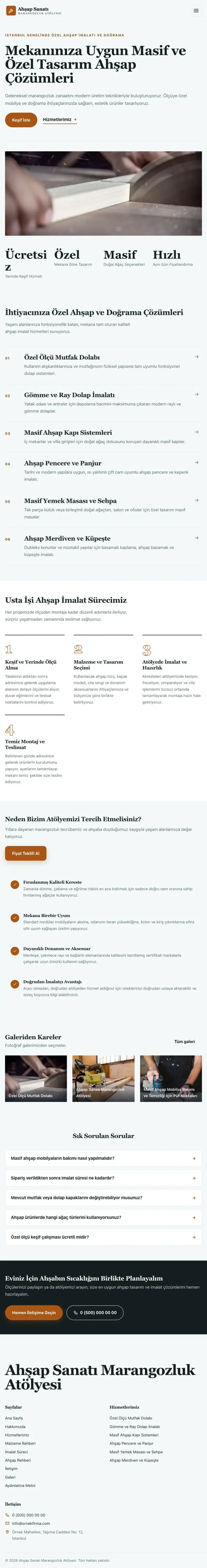 Editoryal Petrol Turuncu – Marangoz ve Doğrama Web Sitesi tablet görünümü