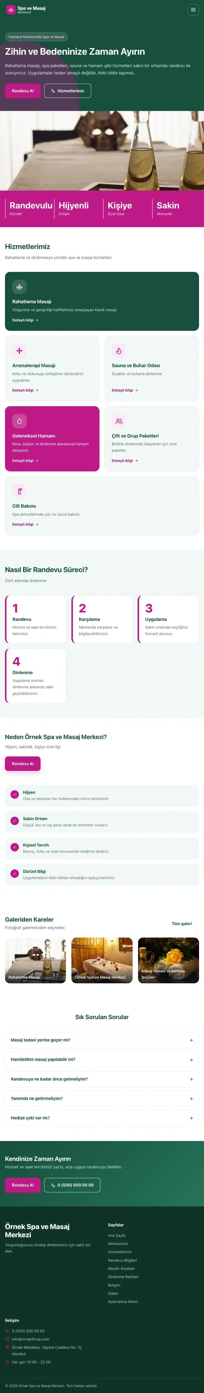 Blok Petrol Pembe II – Masaj ve Spa Web Sitesi tablet görünümü