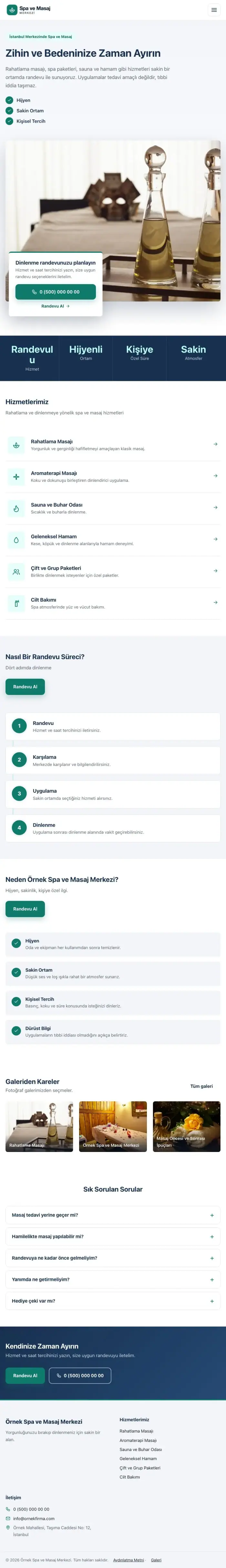 Bölünmüş Mavi Turkuaz – Masaj ve Spa Web Sitesi tablet görünümü