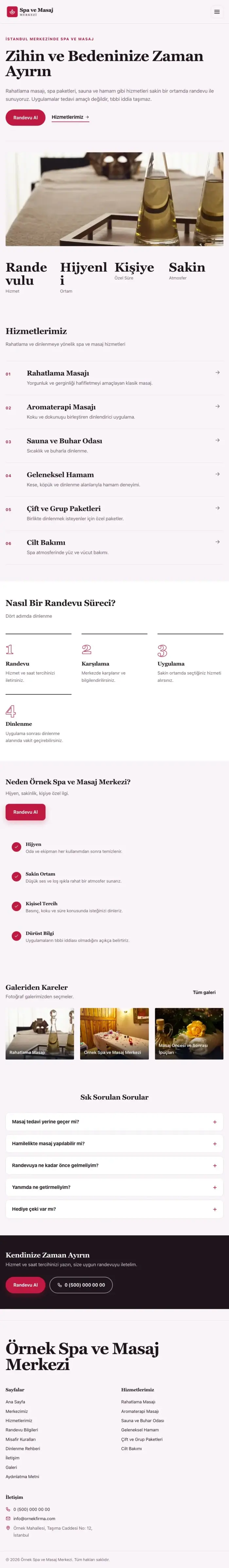 Editoryal Erik Kırmızı – Masaj ve Spa Web Sitesi tablet görünümü