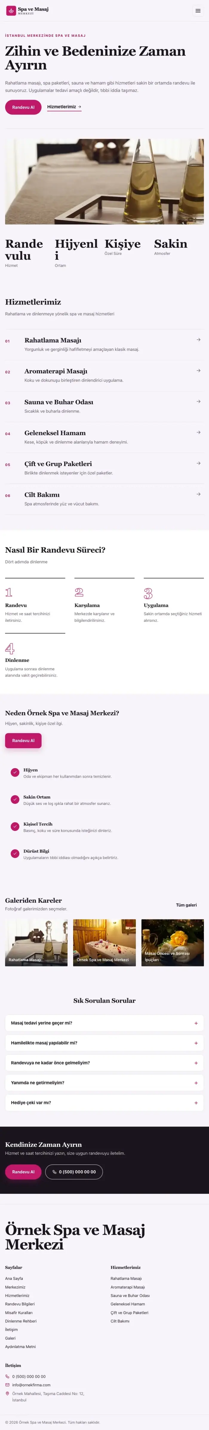 Editoryal Mor Pembe – Masaj ve Spa Web Sitesi tablet görünümü