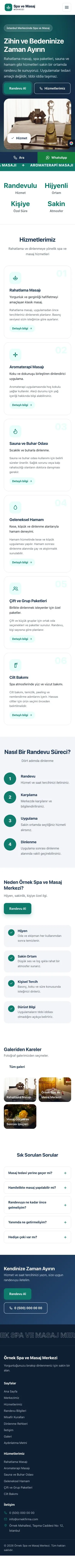 Hareketli Mavi Turkuaz – Masaj ve Spa Web Sitesi mobil görünümü