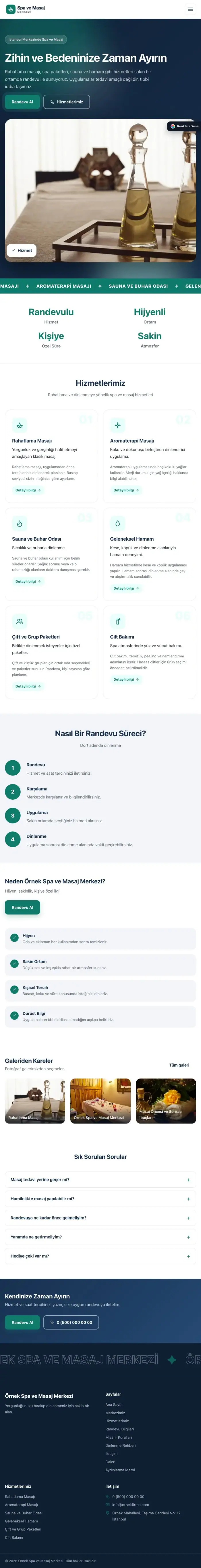 Hareketli Mavi Turkuaz – Masaj ve Spa Web Sitesi tablet görünümü