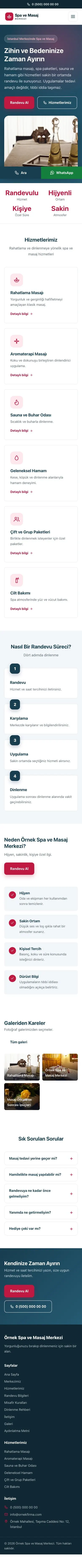 Klasik Mavi Kırmızı – Masaj ve Spa Web Sitesi mobil görünümü