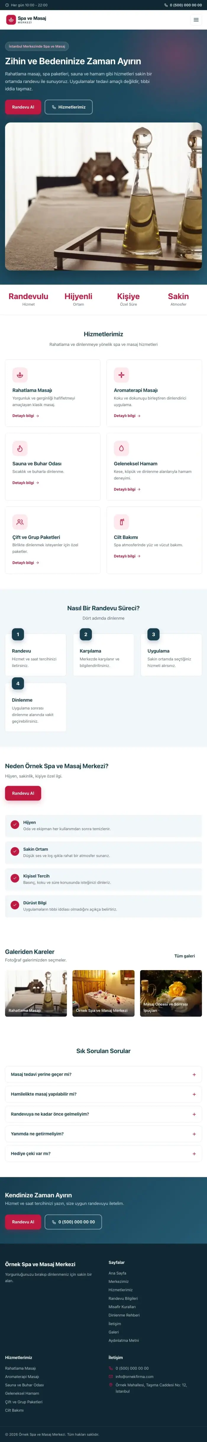 Klasik Mavi Kırmızı – Masaj ve Spa Web Sitesi tablet görünümü