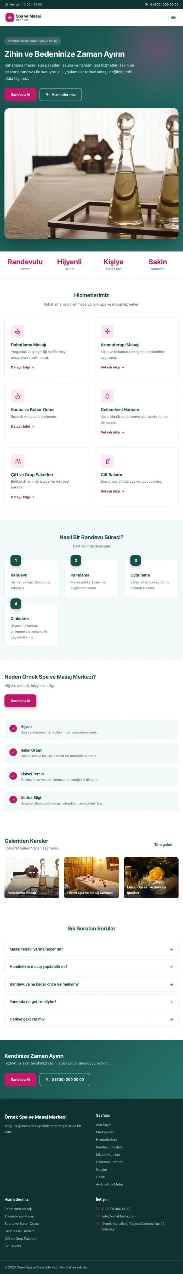 Klasik Petrol Pembe – Masaj ve Spa Web Sitesi tablet görünümü