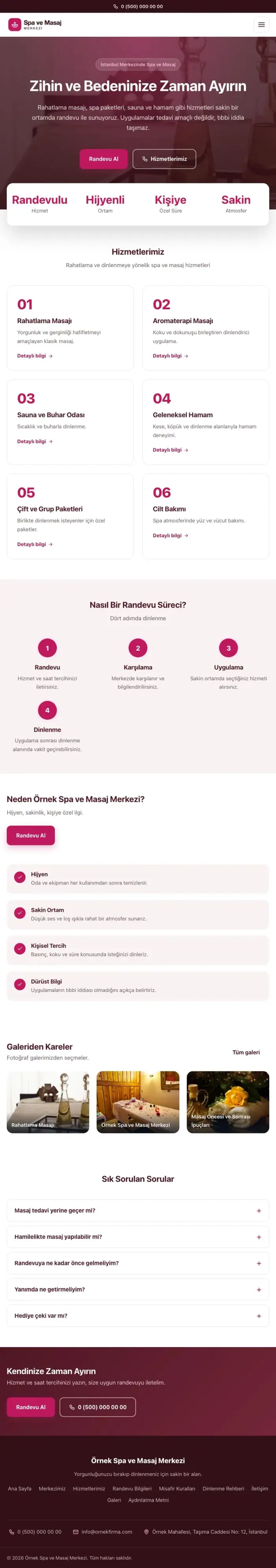 Merkez Bordo Pembe – Masaj ve Spa Web Sitesi tablet görünümü