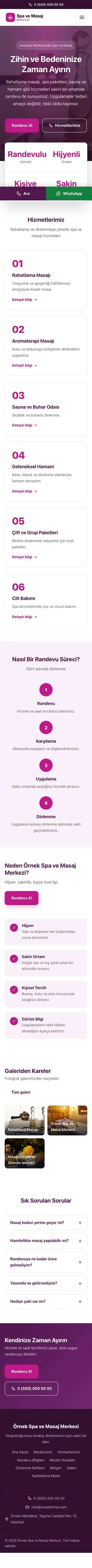 Merkez Erik Pembe – Masaj ve Spa Web Sitesi mobil görünümü