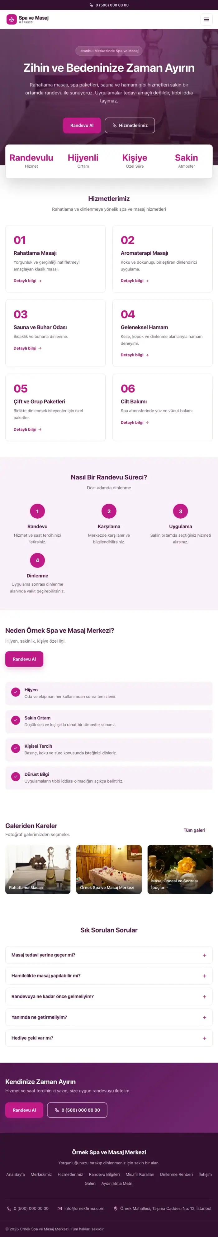 Merkez Erik Pembe – Masaj ve Spa Web Sitesi tablet görünümü