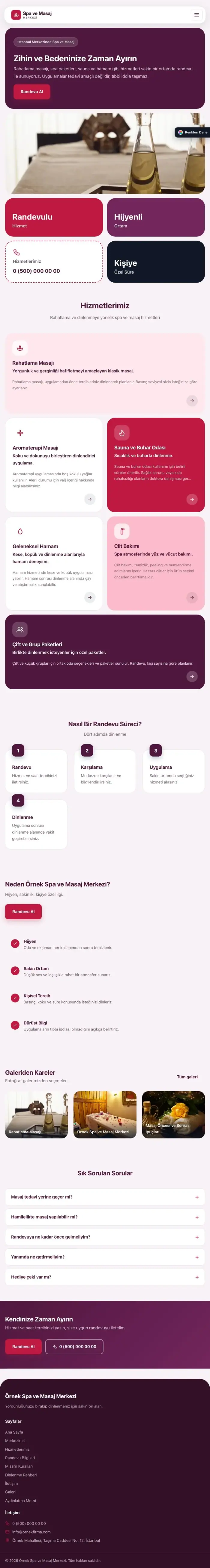 Mozaik Erik Kırmızı – Masaj ve Spa Web Sitesi tablet görünümü