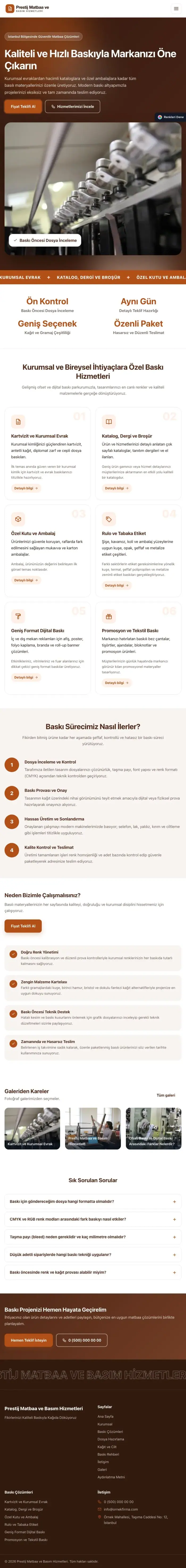 Hareketli Kahve Turuncu – Matbaa Web Sitesi tablet görünümü