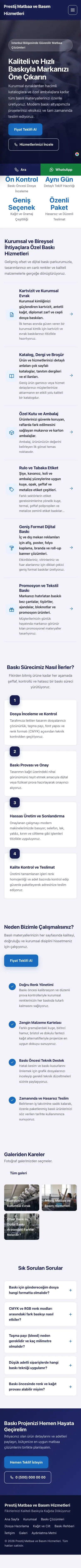 Sol Menü Lacivert Mavi – Matbaa Web Sitesi mobil görünümü