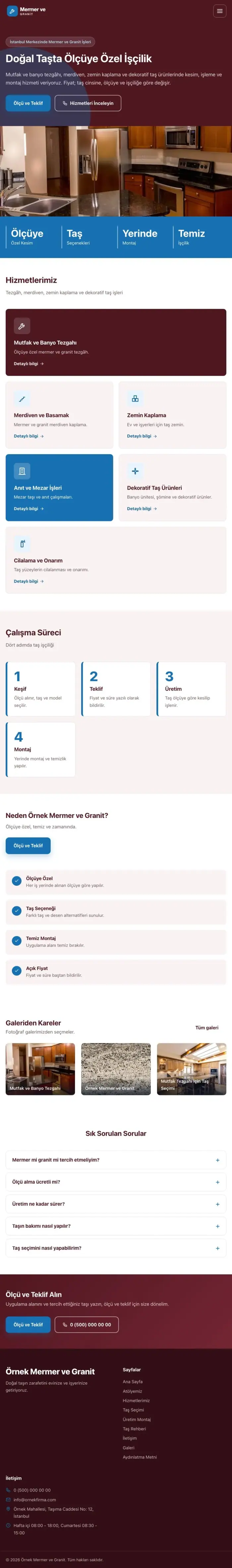 Blok Bordo Mavi – Mermer ve Granit Web Sitesi tablet görünümü