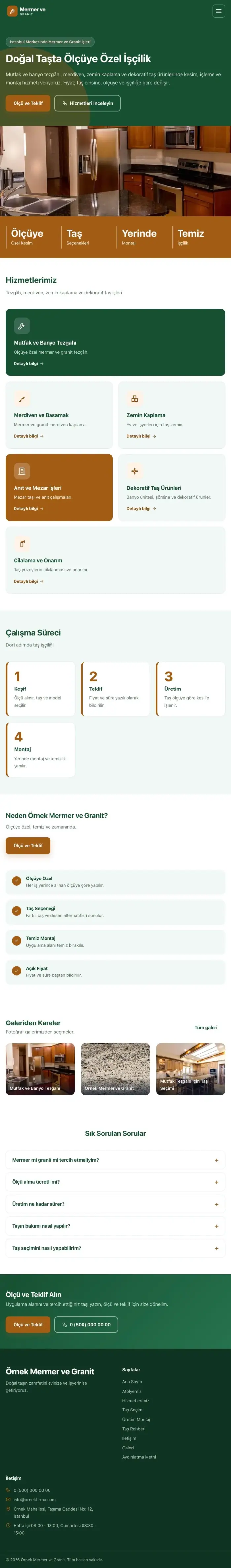 Blok Yeşil Turuncu – Mermer ve Granit Web Sitesi tablet görünümü