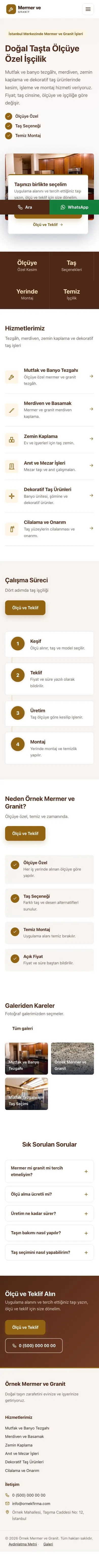 Bölünmüş Kahve Turuncu – Mermer ve Granit Web Sitesi mobil görünümü