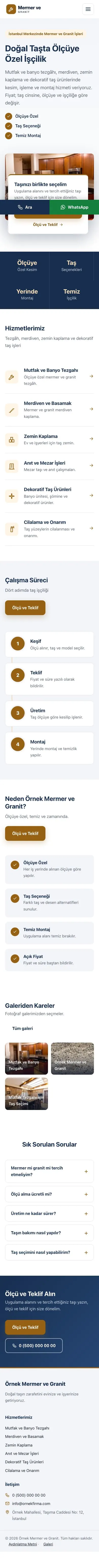 Bölünmüş Mavi Turuncu – Mermer ve Granit Web Sitesi mobil görünümü