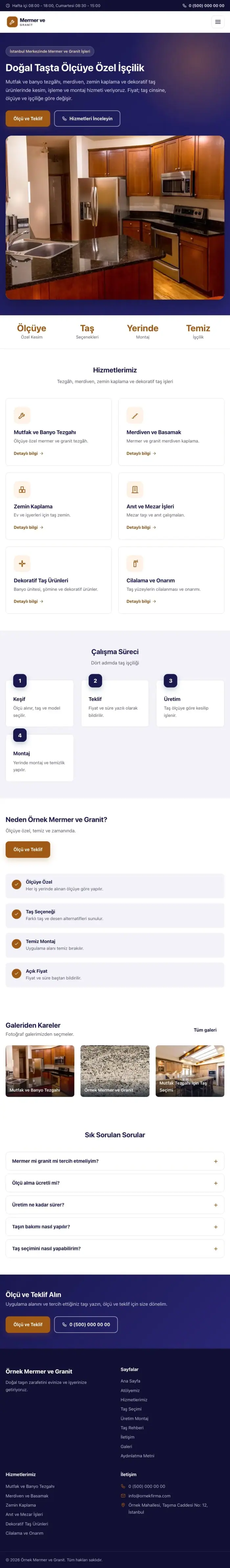 Klasik Lacivert Turuncu – Mermer ve Granit Web Sitesi tablet görünümü