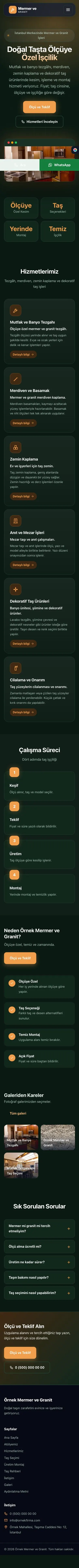 Koyu Modern Yeşil Turuncu – Mermer ve Granit Web Sitesi mobil görünümü