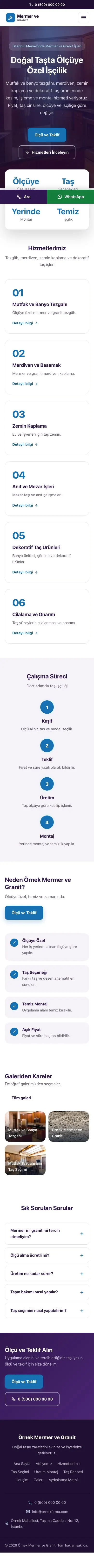 Merkez Mor Mavi – Mermer ve Granit Web Sitesi mobil görünümü