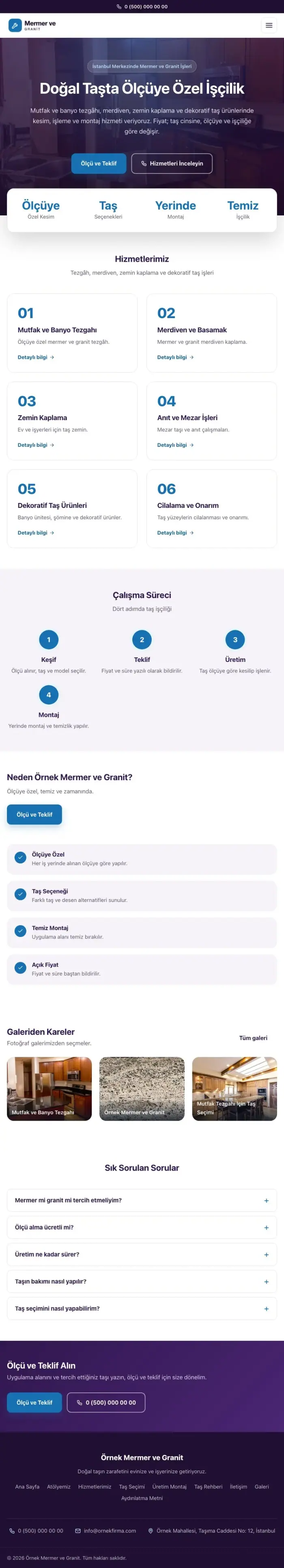 Merkez Mor Mavi – Mermer ve Granit Web Sitesi tablet görünümü