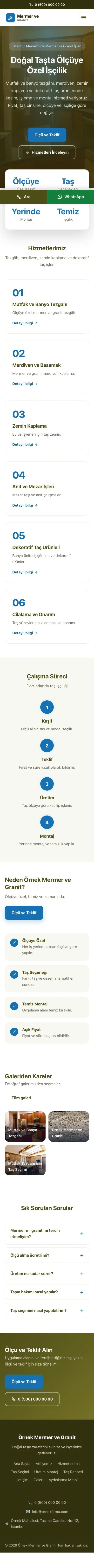 Merkez Zeytin Mavi – Mermer ve Granit Web Sitesi mobil görünümü