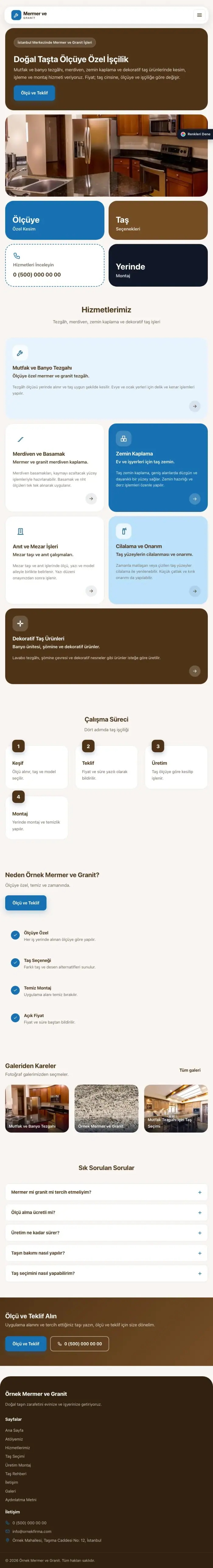 Mozaik Kahve Mavi – Mermer ve Granit Web Sitesi tablet görünümü
