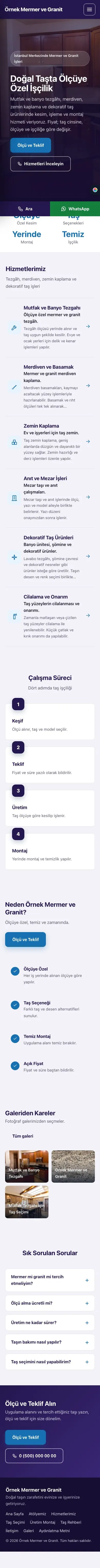 Sol Menü Lacivert Mavi – Mermer ve Granit Web Sitesi mobil görünümü
