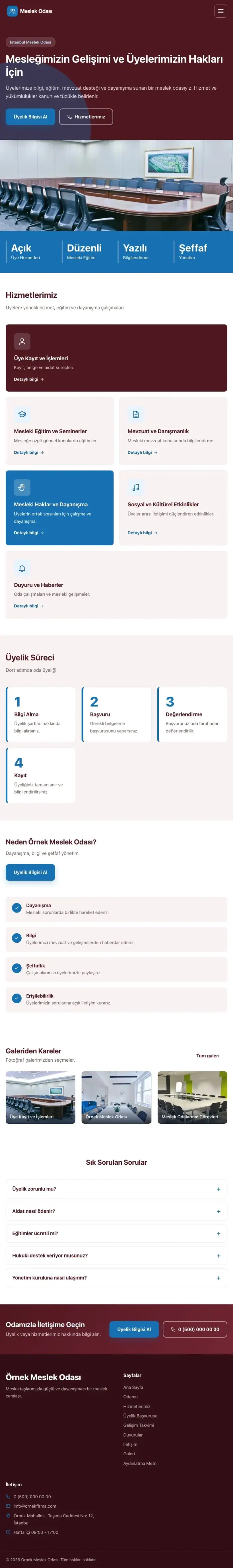 Blok Bordo Mavi – Meslek Odası ve Sendika Web Sitesi tablet görünümü