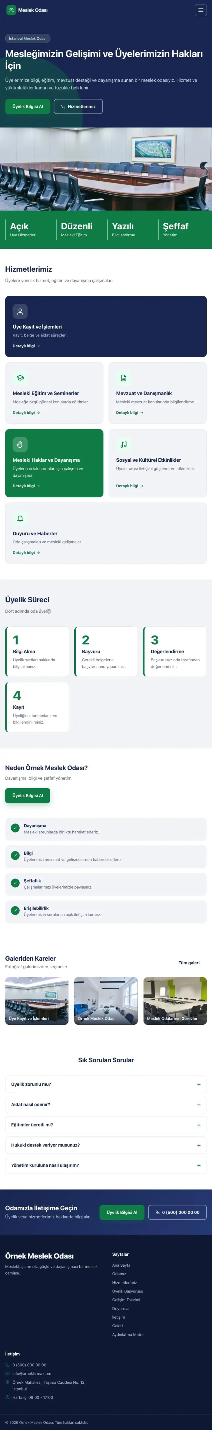 Blok Lacivert Yeşil – Meslek Odası ve Sendika Web Sitesi tablet görünümü