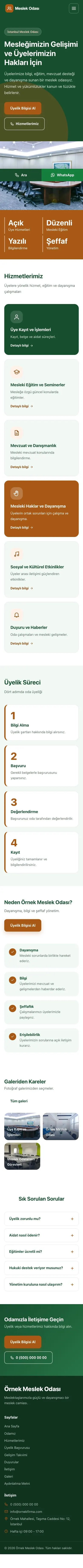 Blok Yeşil Turuncu – Meslek Odası ve Sendika Web Sitesi mobil görünümü