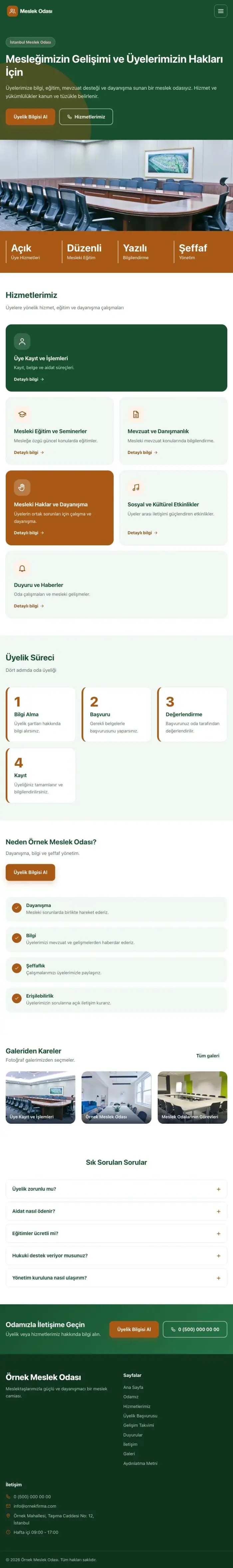 Blok Yeşil Turuncu – Meslek Odası ve Sendika Web Sitesi tablet görünümü