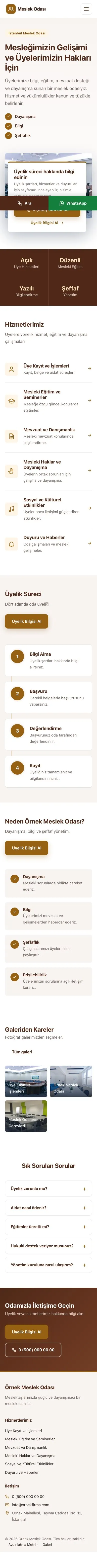 Bölünmüş Kahve Turuncu – Meslek Odası ve Sendika Web Sitesi mobil görünümü
