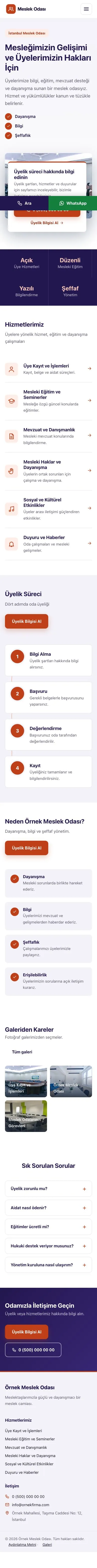 Bölünmüş Lacivert Turuncu – Meslek Odası ve Sendika Web Sitesi mobil görünümü