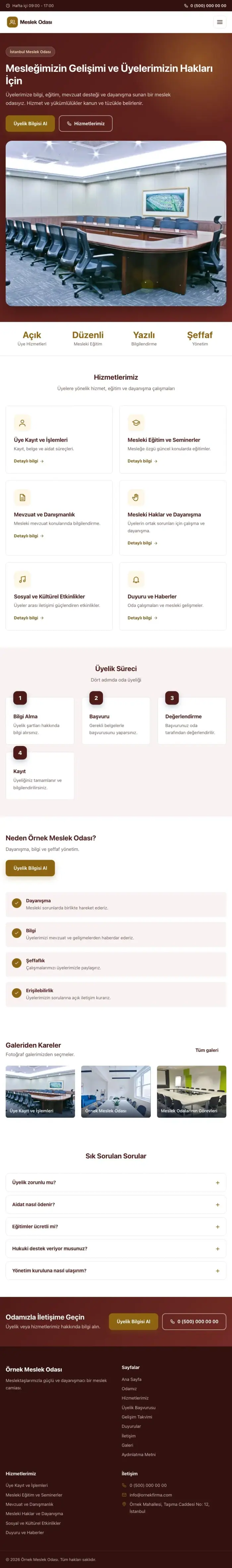 Klasik Bordo Amber – Meslek Odası ve Sendika Web Sitesi tablet görünümü