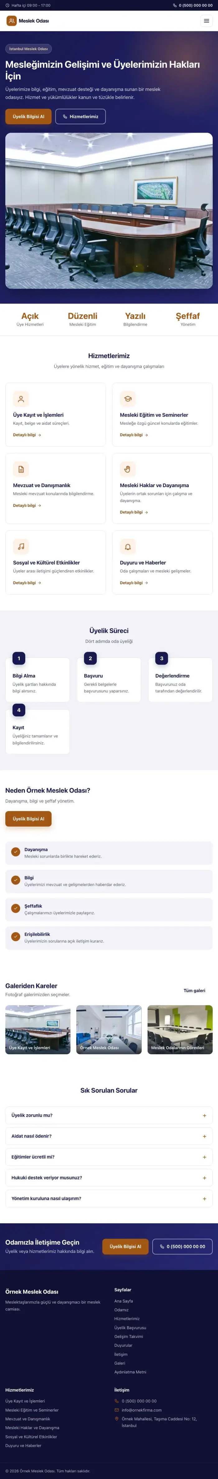 Klasik Lacivert Turuncu – Meslek Odası ve Sendika Web Sitesi tablet görünümü