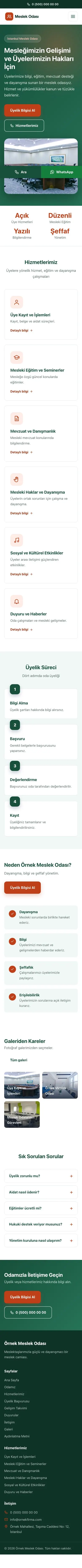 Klasik Yeşil Turuncu – Meslek Odası ve Sendika Web Sitesi mobil görünümü