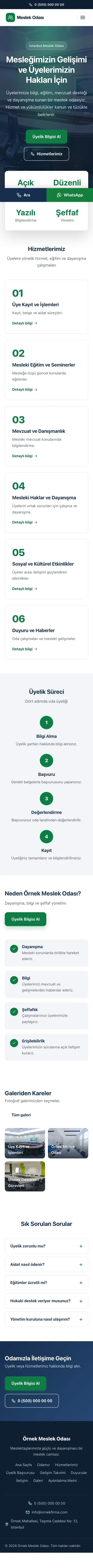 Merkez Mavi Yeşil – Meslek Odası ve Sendika Web Sitesi mobil görünümü