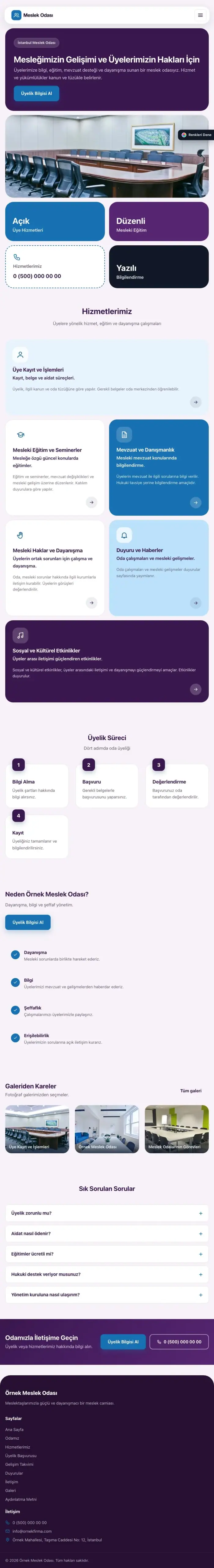 Mozaik Mor Mavi – Meslek Odası ve Sendika Web Sitesi tablet görünümü