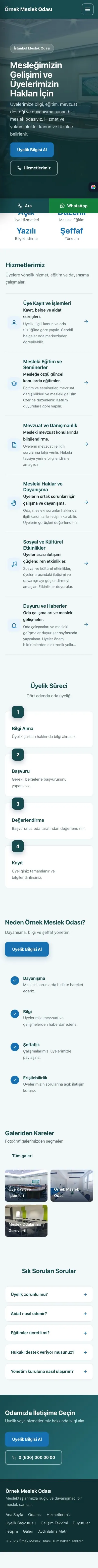 Sol Menü Petrol Mavi – Meslek Odası ve Sendika Web Sitesi mobil görünümü