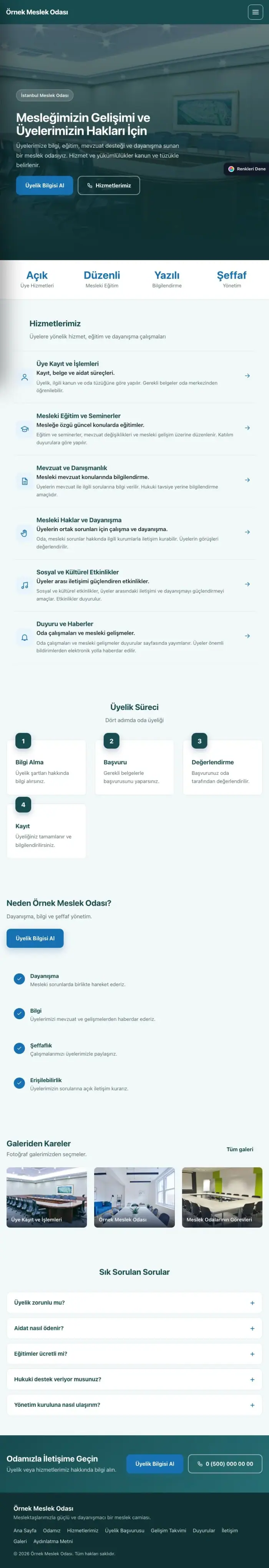 Sol Menü Petrol Mavi – Meslek Odası ve Sendika Web Sitesi tablet görünümü