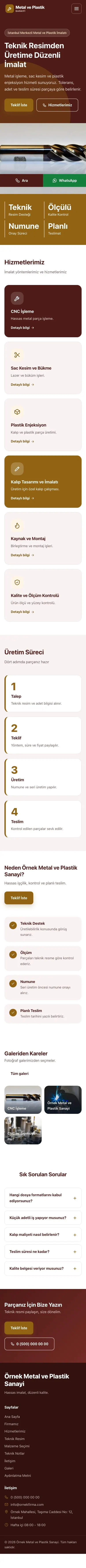 Blok Bordo Turuncu – Metal ve Plastik Web Sitesi mobil görünümü