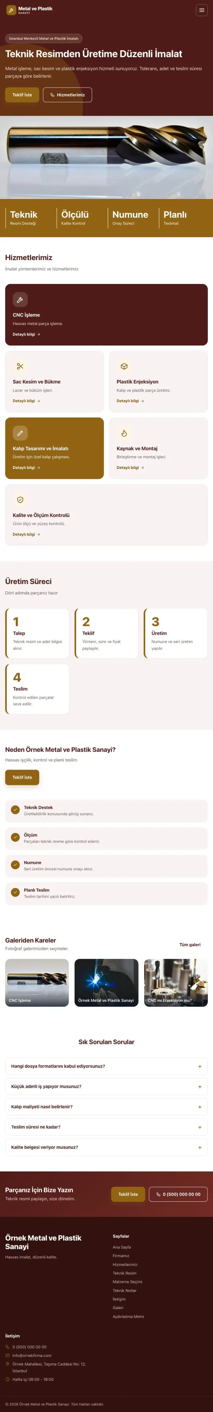 Blok Bordo Turuncu – Metal ve Plastik Web Sitesi tablet görünümü